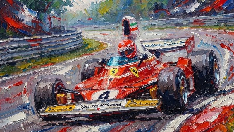 Vintage racing, oil painting